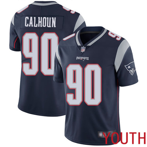 New England Patriots Football #90 Vapor Limited Navy Blue Youth Shilique Calhoun Home NFL Jersey